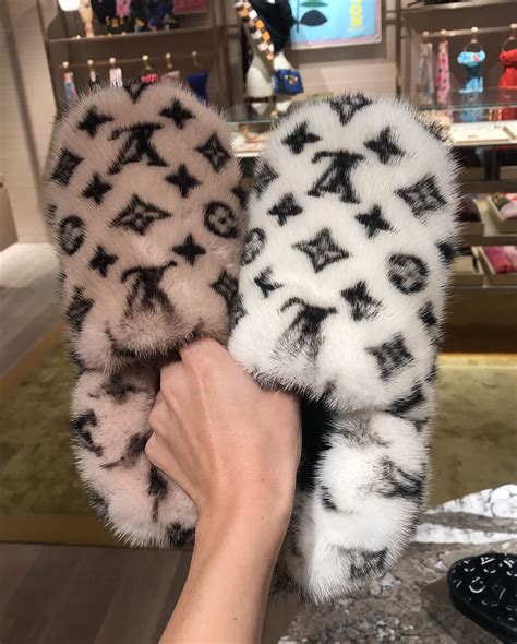 louis vuitton furry slippers|louis vuitton monogram sliders.